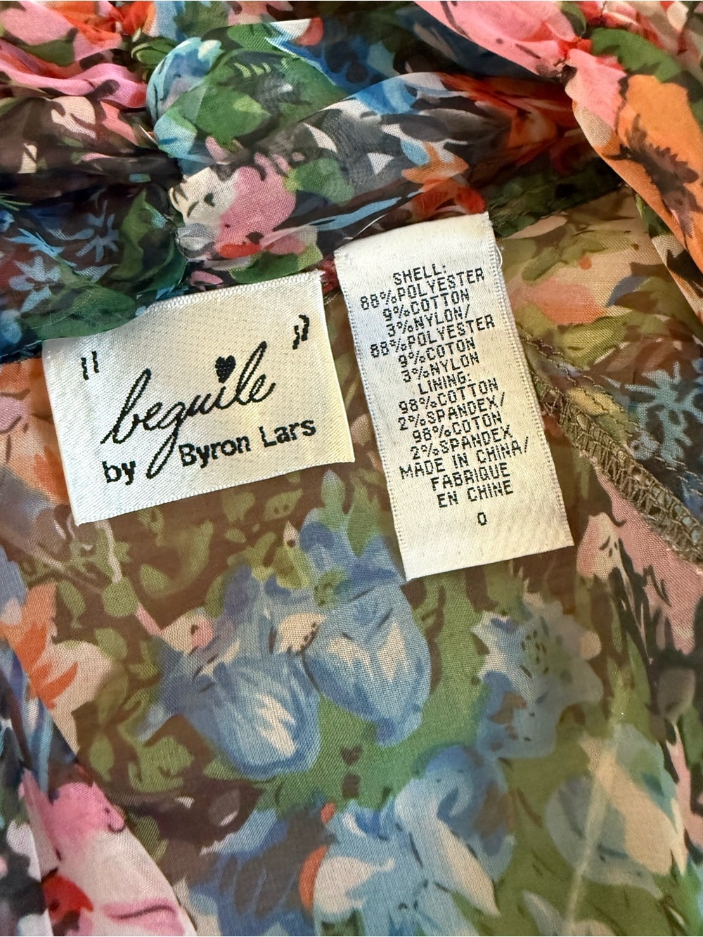 Byron Lars Floral Wrap Tie-Waist Midi Dress in Multi-Color & Multi-Texture Sz 0 - Picture 15 of 15